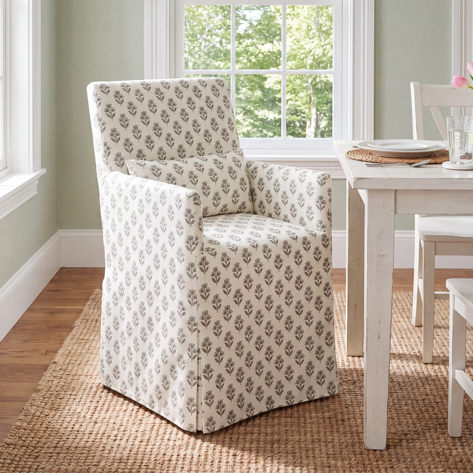 Stoffer Home x Cloth & Company Lindy Slipcovered Arm Dining Chair, Denim