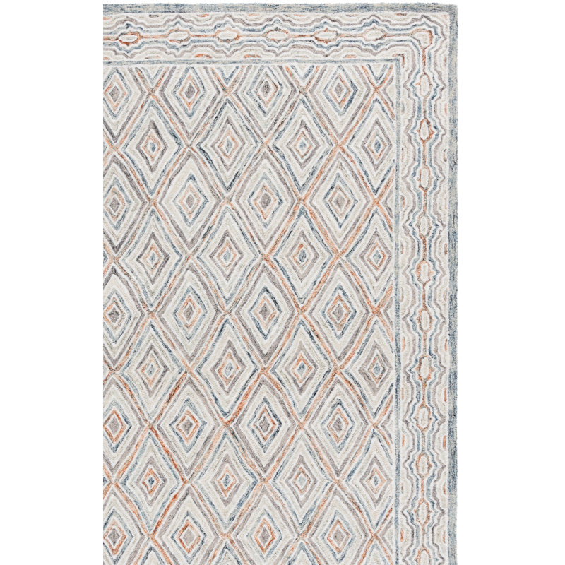 Tapis bleu / brun en laine touffeté à la main Conley, Carré 7 pi