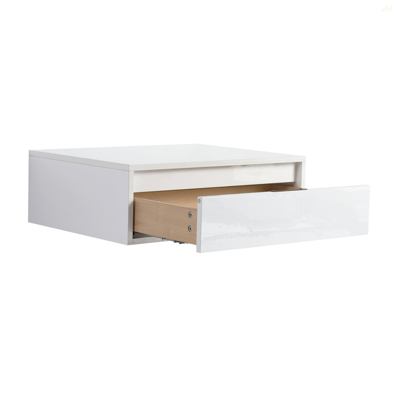 24" Bathroom Cabinet,Soft Close Drawer,Float Mounting Design, Glossy White, KD-Packing,(Only Vanity)