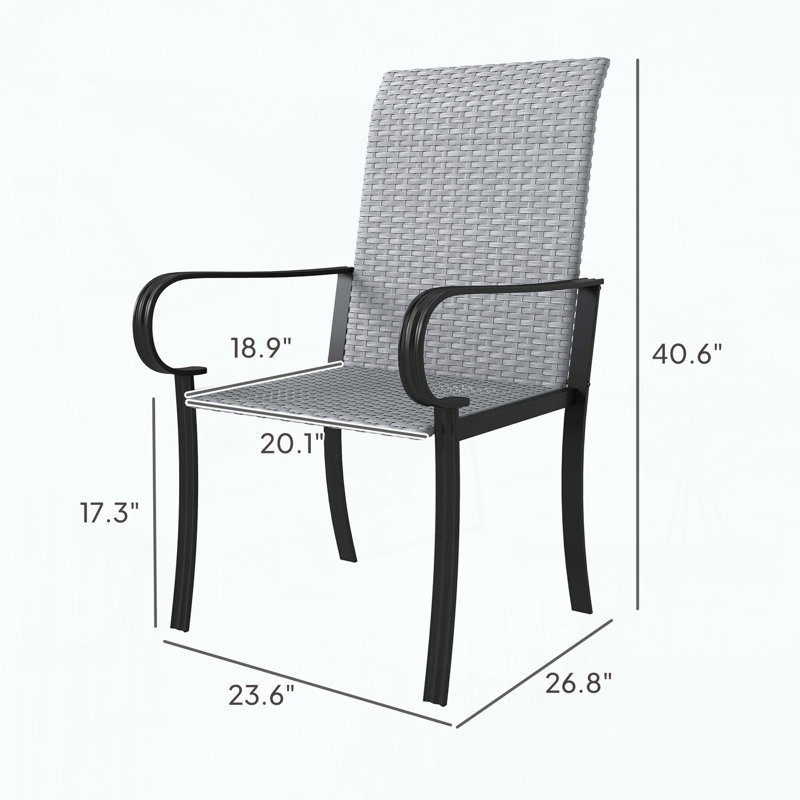 Ensemble de 2 chaises de salle à manger en rotin PE, Gris, Gris