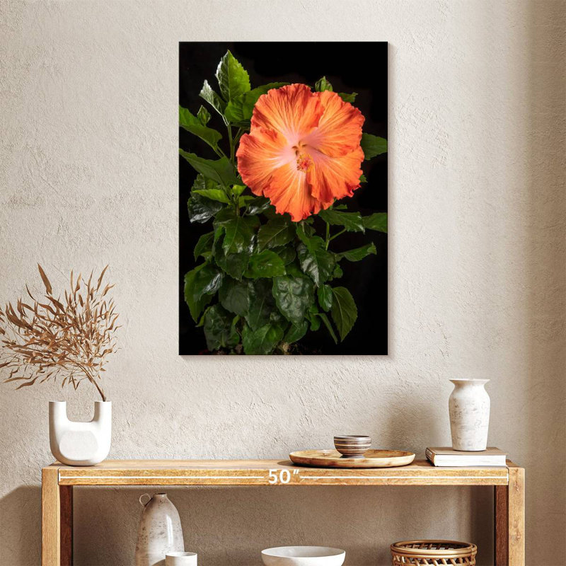 Harnek fleur orange d'hibiscus hawaïen, H 36 po x l 24 po