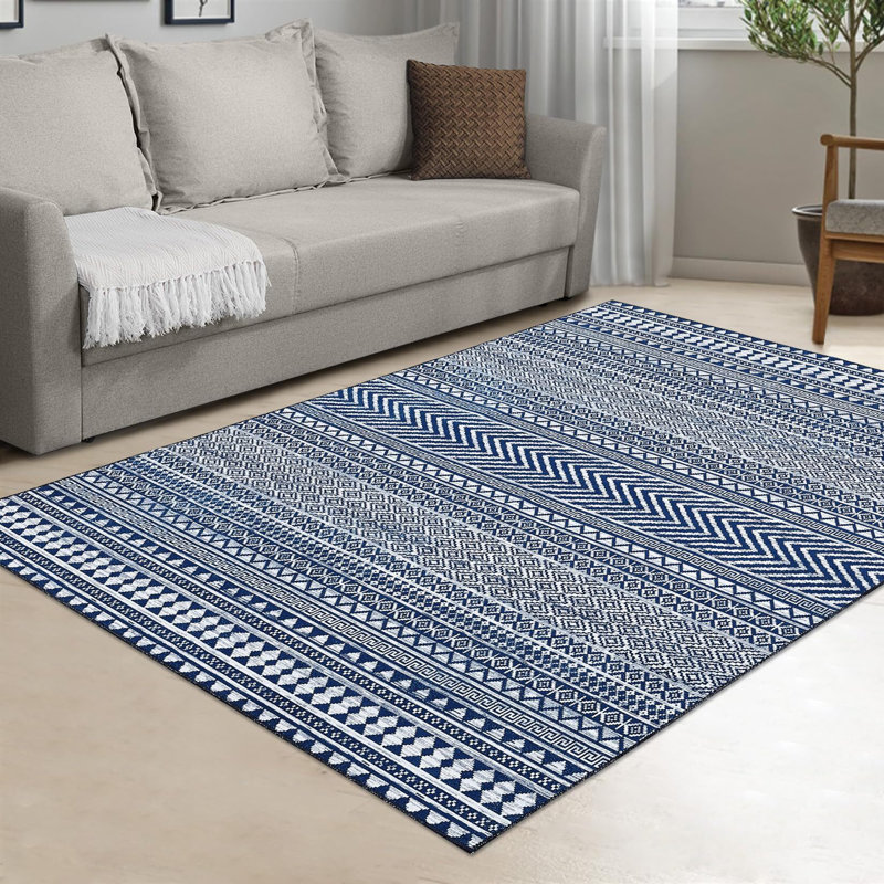 Washable Rug Moroccan Farmhouse Area Rug Non-Slip Stain Resistant, Rectangle 5' x 7'