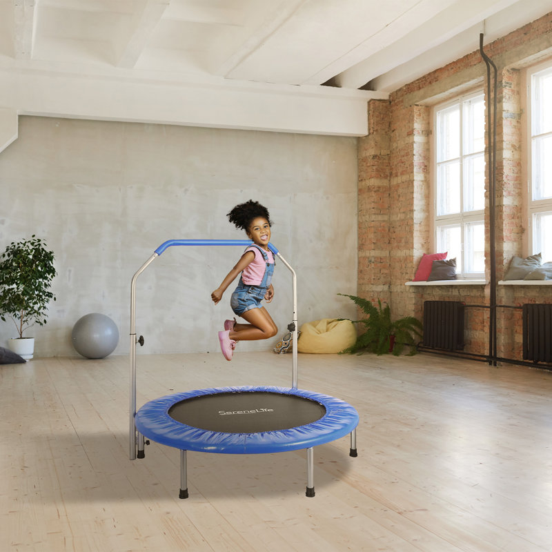 3.8' Foldable Round Fitness Trampoline with Handlebar