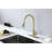 Brushed Gold Kitchen Faucet With Pullout Spray, Stainless Steel Production, 360 Rotating Nozzle, Corrosion & Rust Protection Quality-1528098116