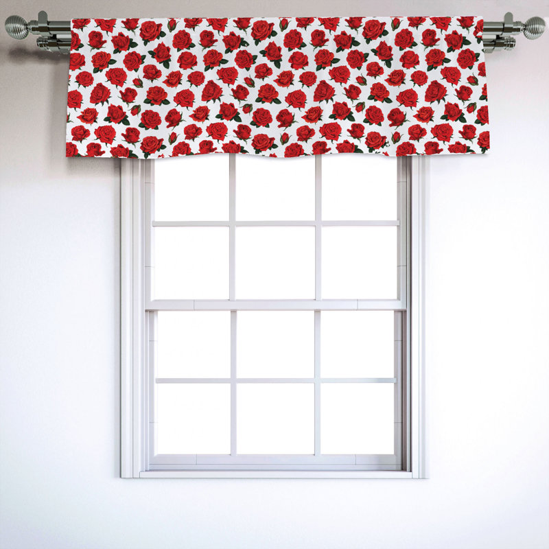 Sateen Floral Ruffled Window Valance