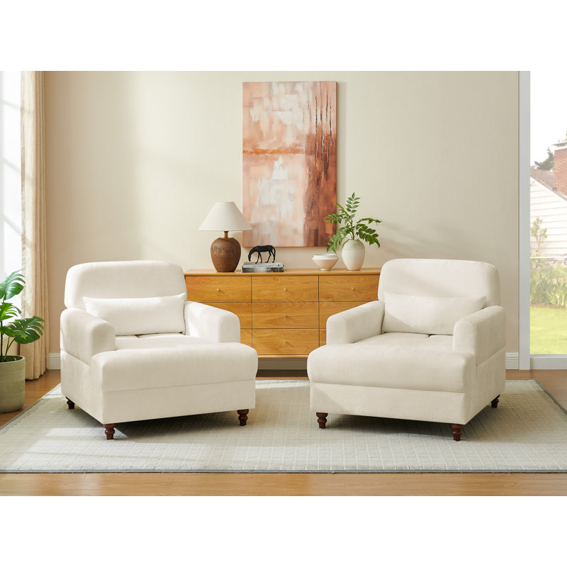 Chaise longue d'intérieur rembourrée 36 po 36 po, ensemble de 2, Beige