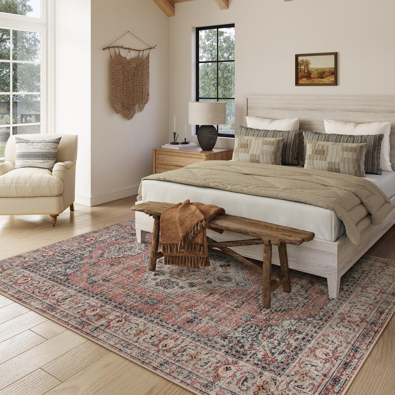 Persian Seal Plush Area Rug – Timeless Textured Accent with Non-Slip Base, Rectangle 8' x 10'