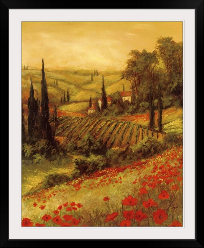 «Toscano Valley» par Art Fronckowiak - impression, Cadre noir, H 23 po x l 20 po x P 1 po