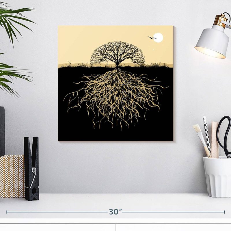 Silhouette d'un arbre Harnek avec des racines, H 16 po x l 16 po