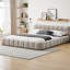 Base de lit tapissier avec tête de lit grand format, tête de lit en tissu de chenille épais, lattes de soutien en bois massif, centre de chambre moderne-786310607