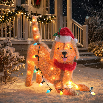 Christmas Ourdoor/Indoor Dog with Fairy lights Holiday Decorations