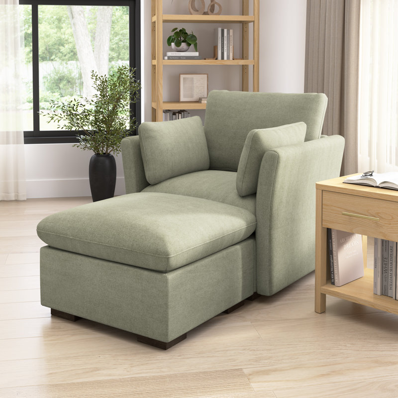 Chaise modulaire sans accoudoirs, meubles de salon, Polyester vert tendre