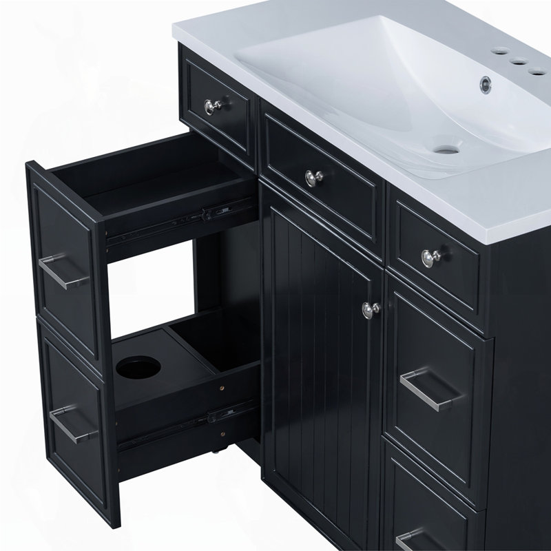 Lavabo simple, armoire à shaker avec porte à fermeture douce et 3 tiroirs