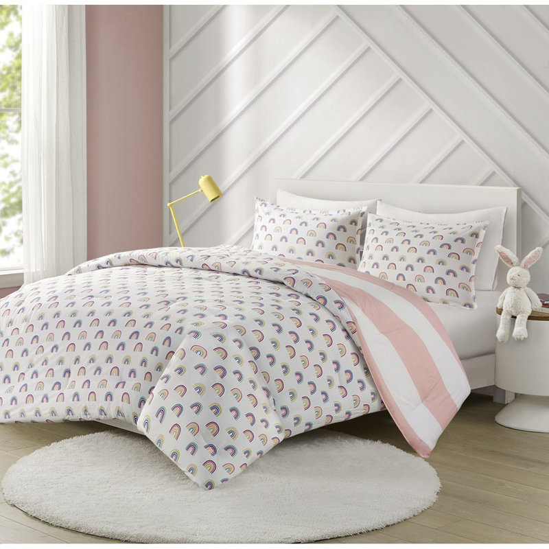 Ensemble d'édredon en coton , Édredon pour lit simple + 1 taie décorative stan, Rose