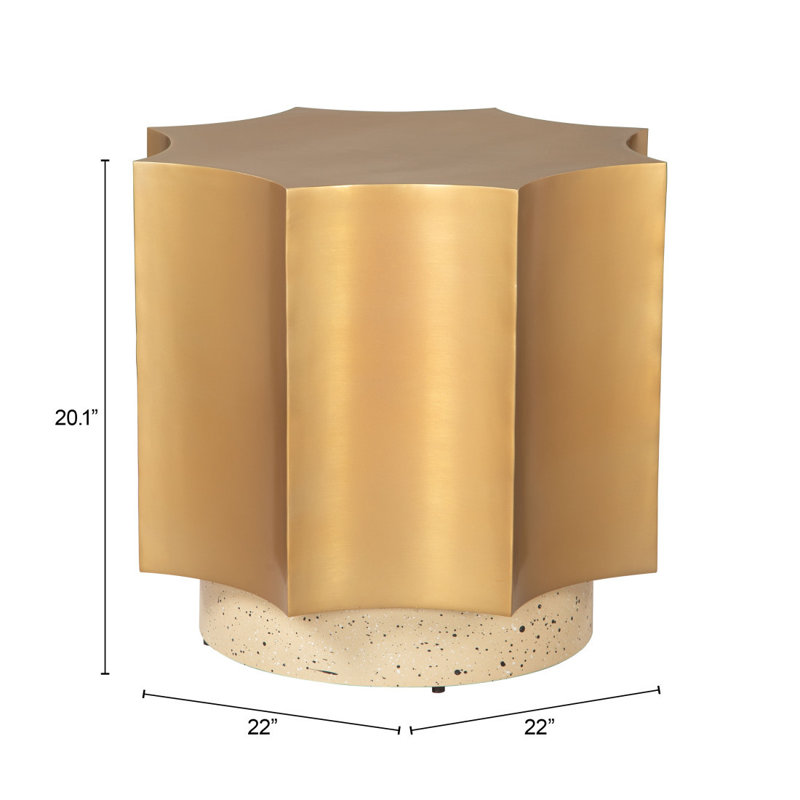 Table de bout à piédestal en fer beige 20 po