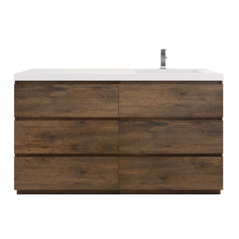 Ensemble de meuble-lavabo simple 60 po Hanzila, Bois de rose