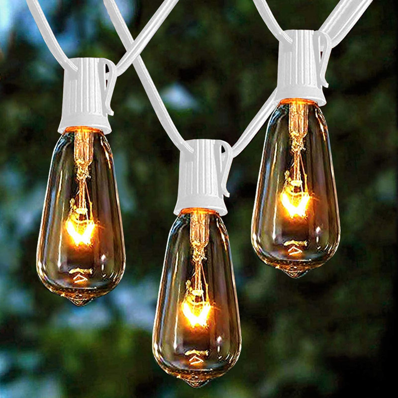 Guirlande d'extérieur standard 22 ampoules Culmore 240 "(connectable de bout en bout), Blanc / Transparent