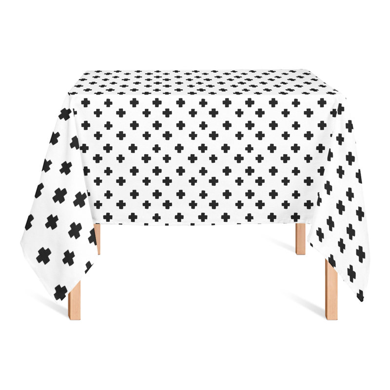 Geometric Square Tablecloth, Black