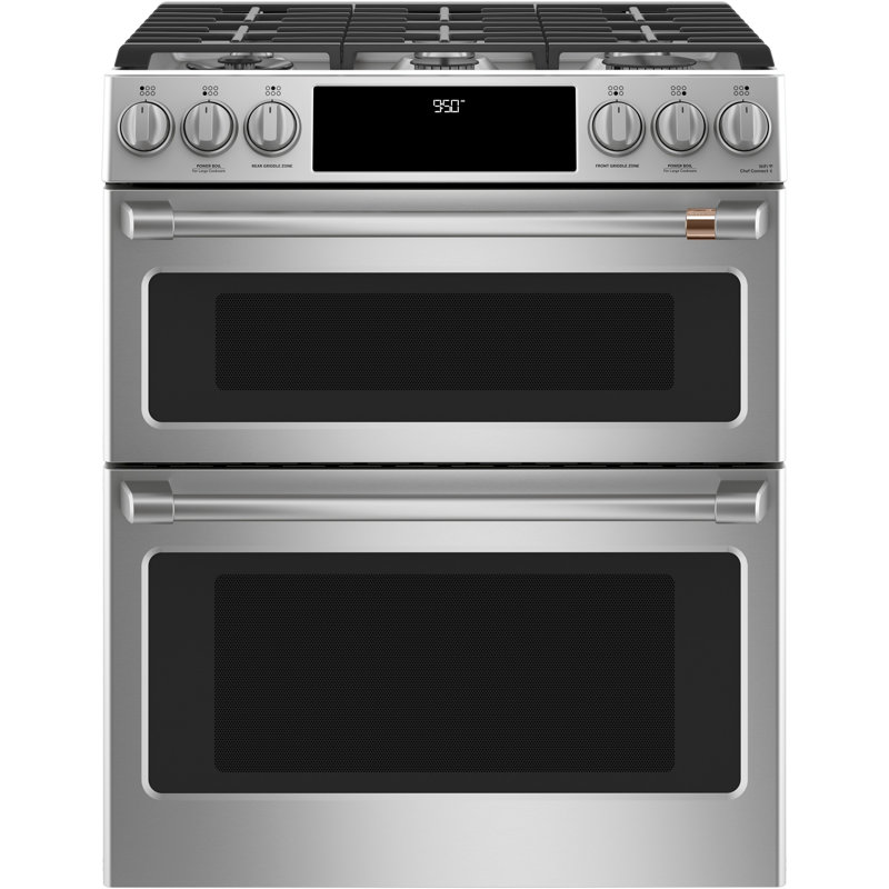 CAFÉ™ 30" Smart Slide-In, Front-Control, Dual-Fuel, Double-Oven Range with Convection, Stainless Steel