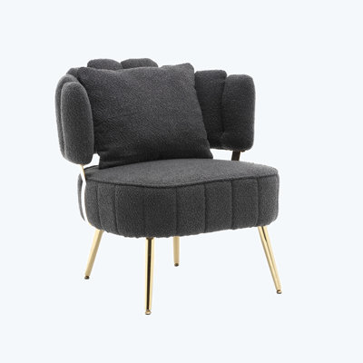 Boucle Accent Chair Modern Upholstered Armchair Tufted Chair -  Everly Quinn, 8A53E5883893443A96FF75FBCEC7E55F