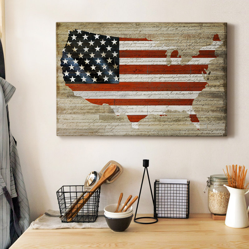 Toile tendue avec châssis de qualité supérieure American Flag, H 12 po x l 18 po