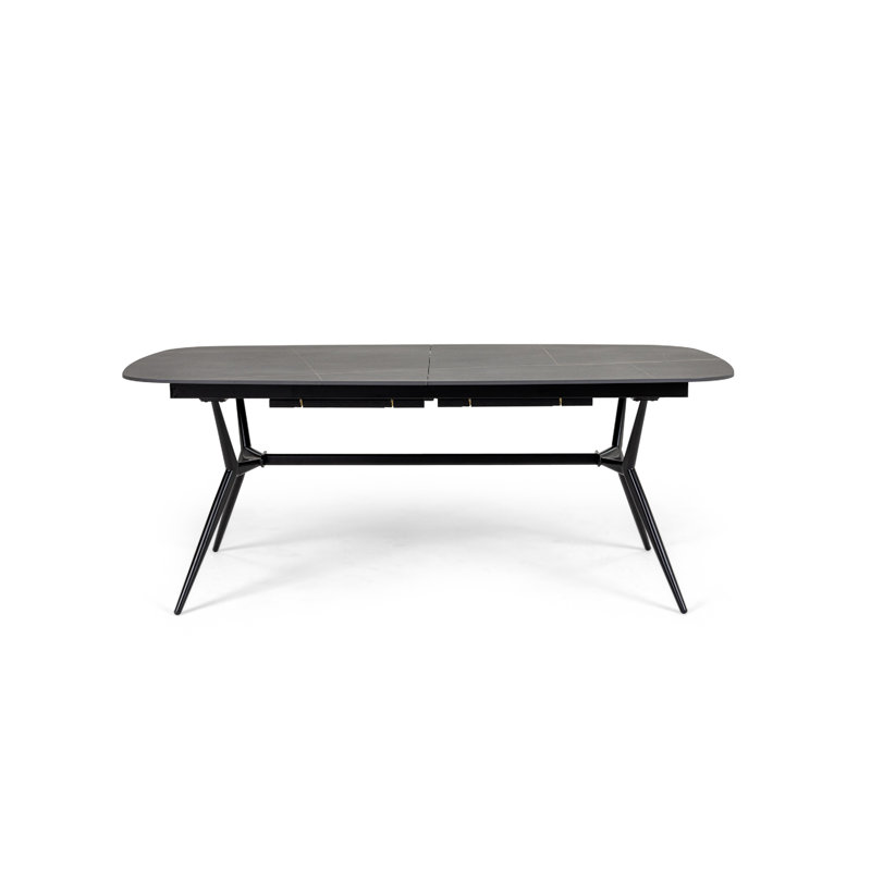 Cid Julie Dining Table, 79-118 Inch Extendable Black Ash Ceramic Top