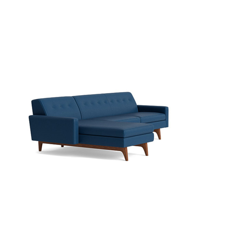Tyler Chaise Sectional, Left Hand Facing, Leather - Deep Blue