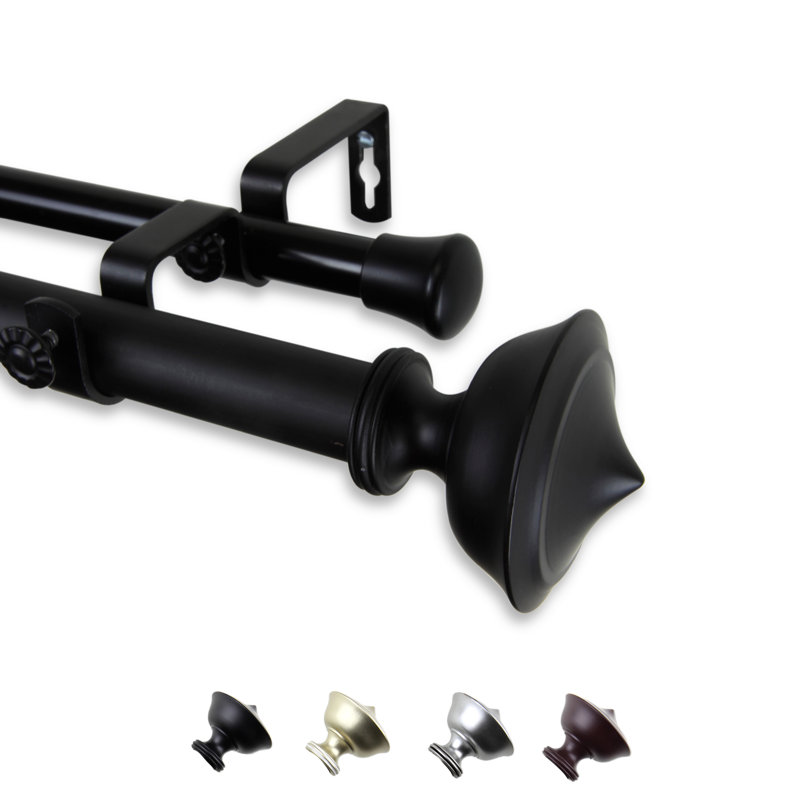 Tringle à rideaux double Moffat, Noir, l 120 po à 170 po