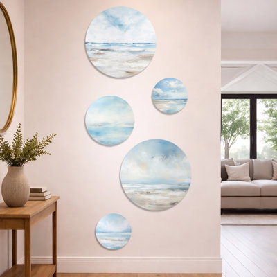 Ensemble de 5 décorations murales en métal Coastal Beach Minimal Scenery I - Océan côtier