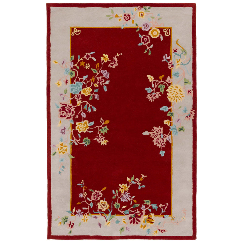 Metro 729 Hand Tufted Wool; Cotton Floral Rug in Rust/Beige, Rectangle 3' x 5'