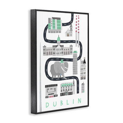 Dublin Whimsical Travel City Framed Giclee, design by Carla Daly