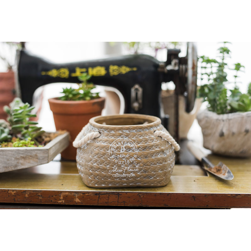 Burlingame Ceramic Hanging Planter, 5" H x 5" W x 4" D