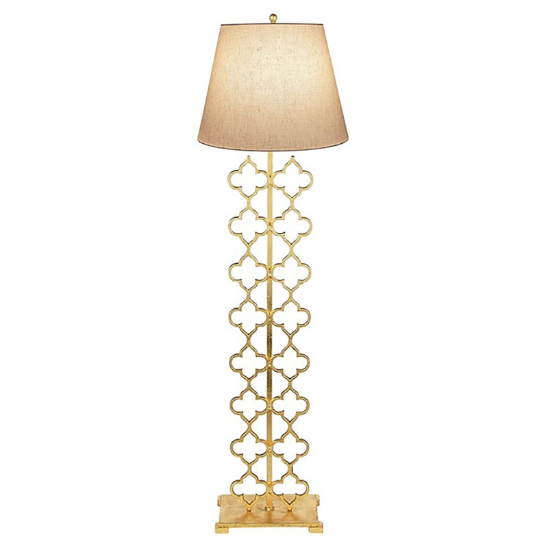 Lampe sur pied traditionnelle 64 po Quatrefoil, Feuille d’or