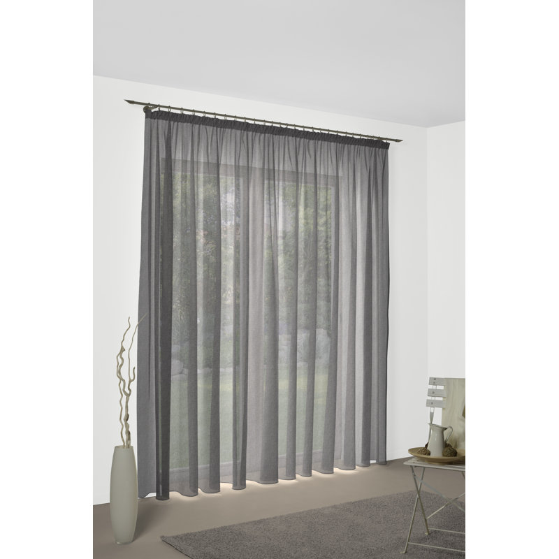 Quaniece Semi Sheer Single Curtain Panel, 245cm H x 135cm W, Grey mix