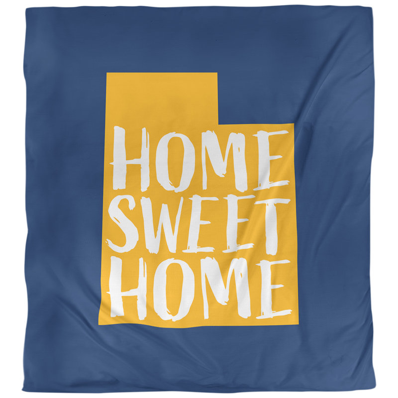 Housse de couette réversible simple à la maison en utah doux, Housse de couette pour grand lit, Bleu marine et jaune