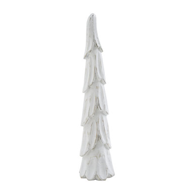 Distressed White Wooden Cone Tree Small