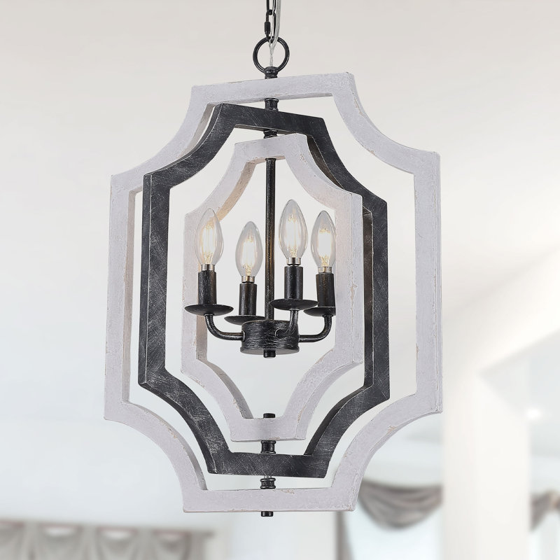 Lustre géométrique 4 lumières Aurore, Blanc