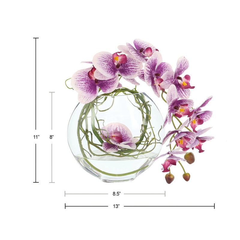 Orchid and Vine Arrangement in Glass Vase, Purple
