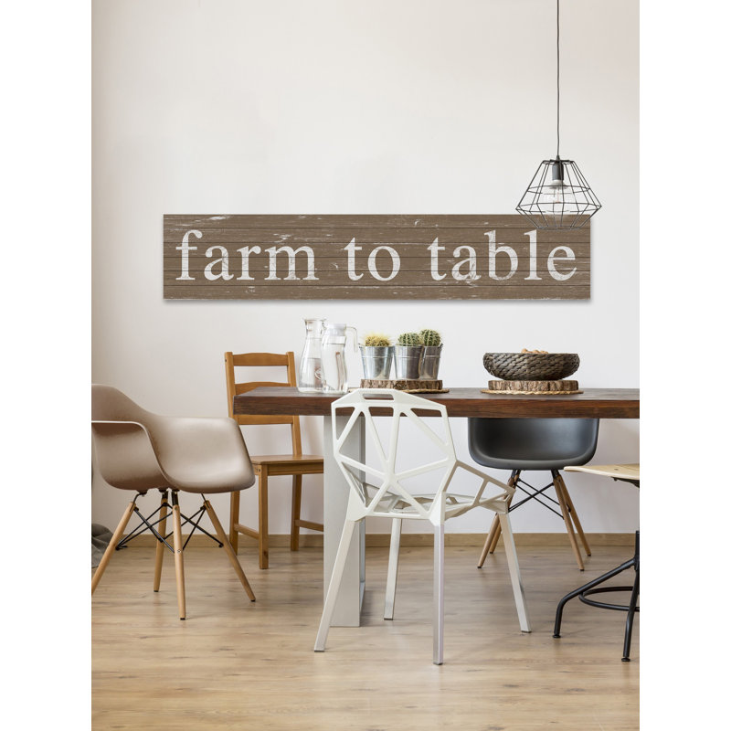 «Farm to Table» par Marmont Hill - impression d'art textuel panoramique sans cadre sur bois