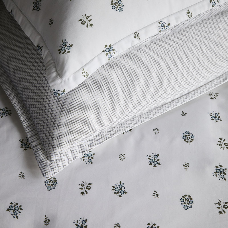 4-Piece Feuille Bluer Linen Bedding Set, Full