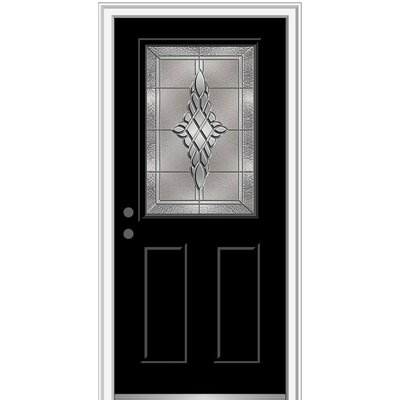 Grace Painted Both Sides Different 1/2 Lite 2-Panel Fiberglass Prehung Front Entry Door on 4-9/16"" Frame -  Verona Home Design, ZZ3667106R