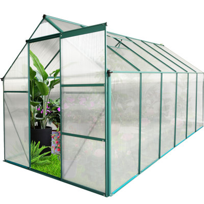 6X12 Ft Polycarbonate Greenhouse - Spacious Interior For Optimal Plant Growth Outdoor In With Heavy Duty Frame And Sliding Door