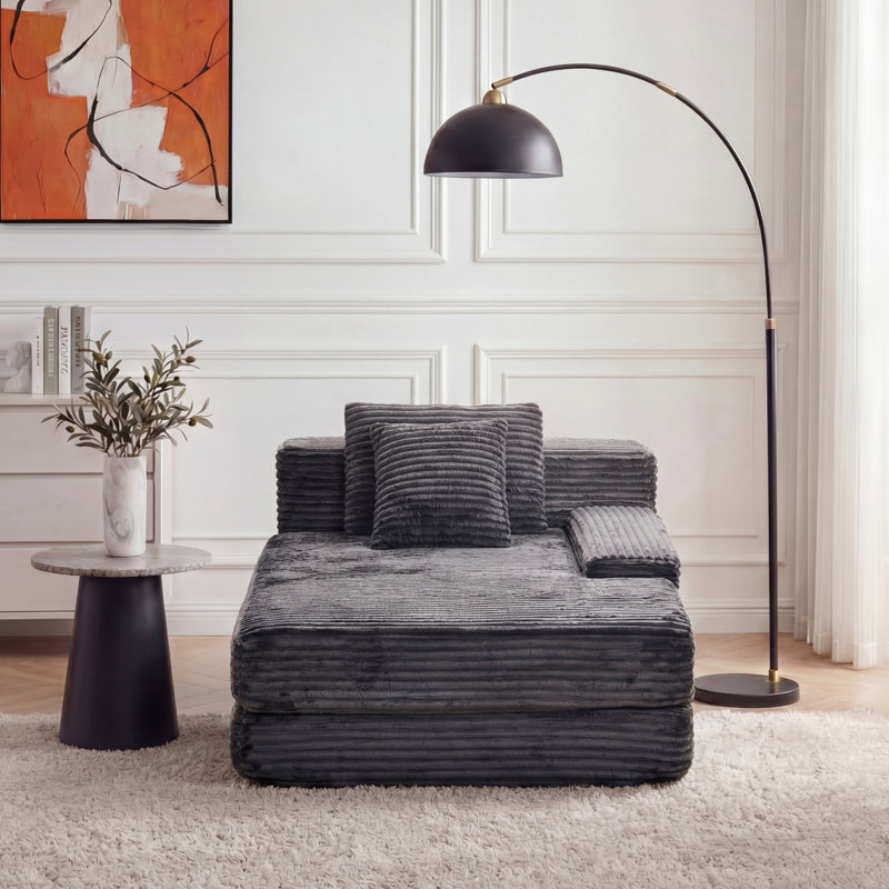 Très grande chaise longue d'intérieur Eliam, Gris