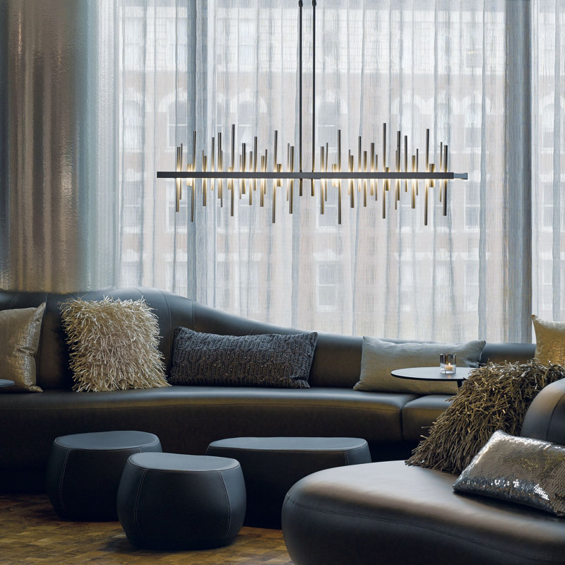 Cityscape 1 - Light Kitchen Island Linear LED Pendant, Vintage Platinum, Vintage Platinum