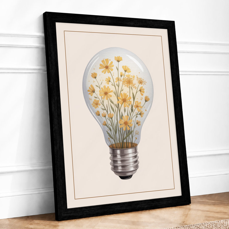 Bulb in Bloom Botanical - Framed Print, A4 - 29.7 x 21.0 cm, Black