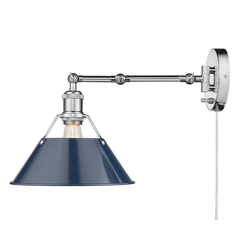 Chrome and Navy Blue Articulating Wall Sconce