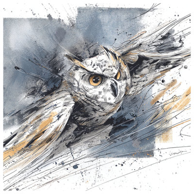Flying Owl Illustration Bedding Owl Bedspread Animal