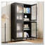 Classic Metal Storage Display Cabinet with Begonia Flower Tempered Glass