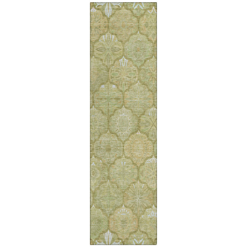 Machine Washable Indoor/Outdoor Chantille ACN2879 Lattice Rug, 2'3" x 7'6" Runner, Aloe