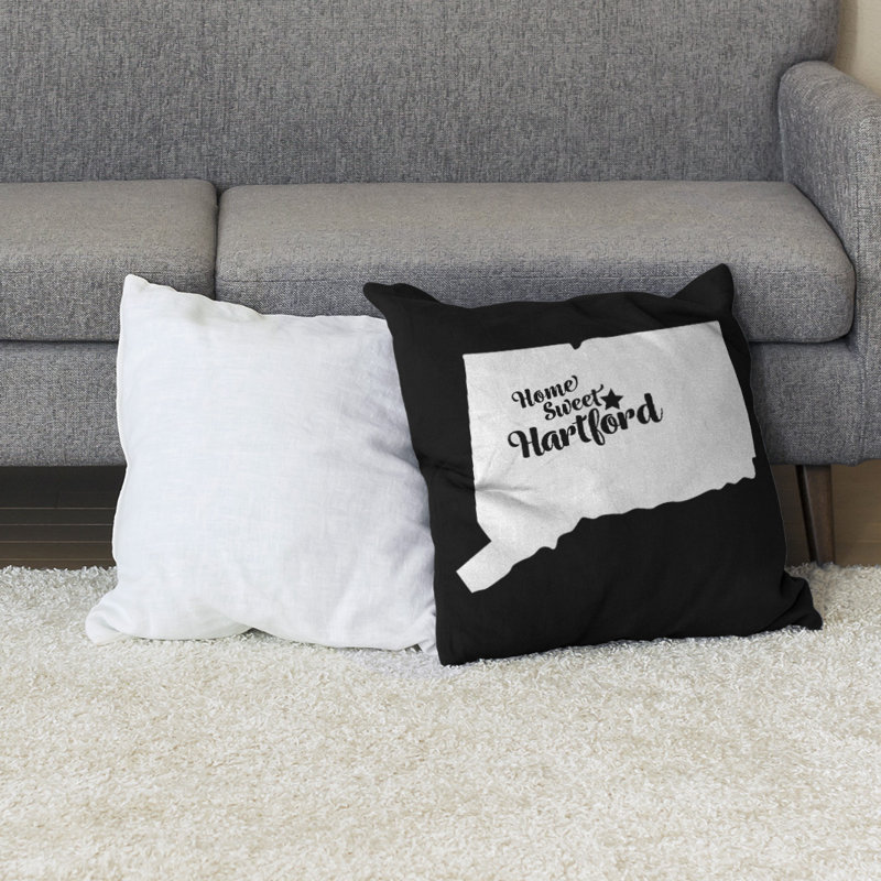 Reversible Throw Pillow, 30" H x 30" W, Black, Hartford/Connecticut